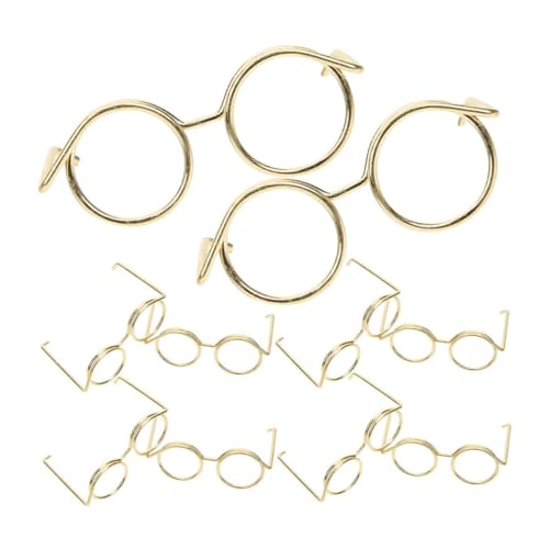 GETAJGHSD 10st Puppenzubehör Basteln Sie Eine Brille Zum Dekorieren Puppenbrille Schwarz Dekorative Glasdekore Brille Zum Anziehen Der Puppe Lustige Brillendekore Puppenbrillen Metall Golden von GETAJGHSD