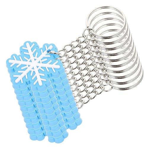 GETAJGHSD 10st Schneeflocken-schlüsselanhänger Männer Ball Schlüsselanhänger Schneeflocken-kette Die Schneeflocken-massenschlüsselanhänger Weihnachten Doppelt Taschen Zubehör Pvc Sky-blue von GETAJGHSD