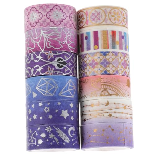 GETAJGHSD 12 Rollen Sky Heißpräge Washi Klebeband Handbuch Aufkleber Scrapbooking Zubehör Schreibwaren Klebeband DIY Papier Klebeband Computer Papier Washi Klebeband Kawaii Computer von GETAJGHSD