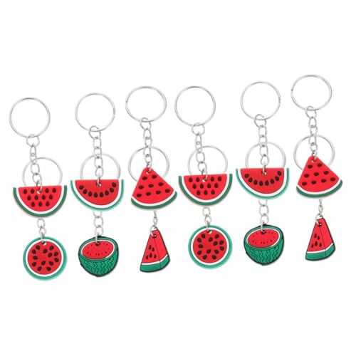 GETAJGHSD 12 Stück Pvc Wassermelonen Schlüsselanhänger, Obst Schlüsselanhänger, Wassermelonen Taschenanhänger, Pvc Schlüsselanhänger, Wassermelonen Schlüsselanhänger, Obst Schlüsselring, von GETAJGHSD