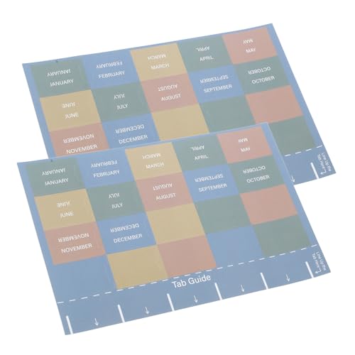 GETAJGHSD 2 Blatt Monatsregisterkarten, Dekorative Indexregisterkarte, Selbstklebender Index, Dekorative Monatsregisterkarten Für Planer, Büro-studiennotizbuch, Büro-studienplan von GETAJGHSD