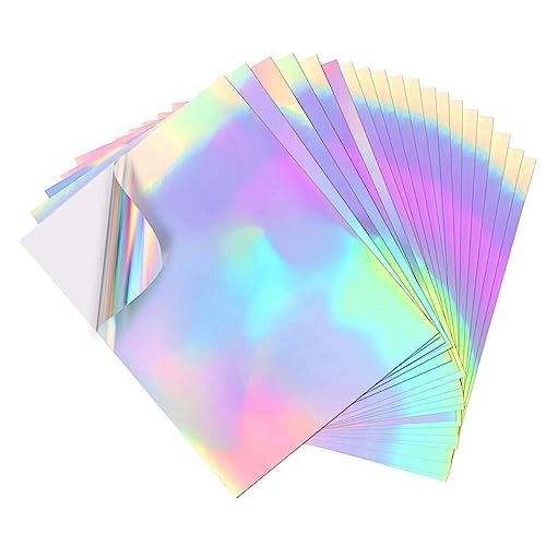 GETAJGHSD 20 Blatt Holografisches Selbstklebendes Papier A4 Druckaufkleber Buntes Fantasy Aluminiumfolienpapier Vollfarbiger Karton DIY Bastelpapier Holografisches Aufkleberpapier von GETAJGHSD