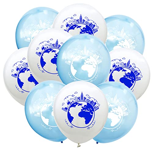 GETAJGHSD 20 Stück 12 Ballondekoration world map earthbound Weltkugel Latexballons Fotokabinen-Ballon perlmuttartiger Ballon Luftballons für Babypartys Geburtstagsverzierung Sky-blue von GETAJGHSD