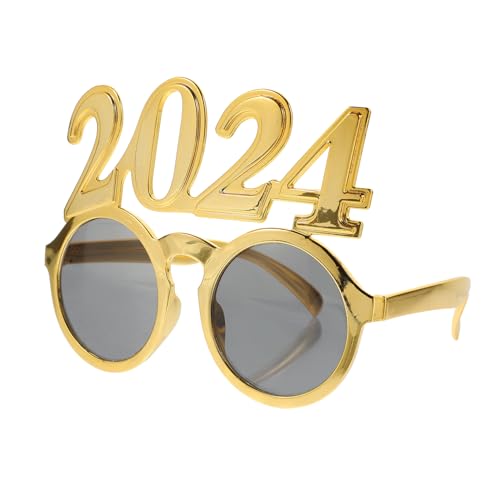 GETAJGHSD 2024 Brille Weihnachtsfeier Brille Sonnenbrille Neujahrsvorräte Neujahrs-Glitzerbrille Neujahrsbrille familienkonferenz schnapsgläser Cosplay-Brille 2024 Modelbrillen Stk Golden von GETAJGHSD