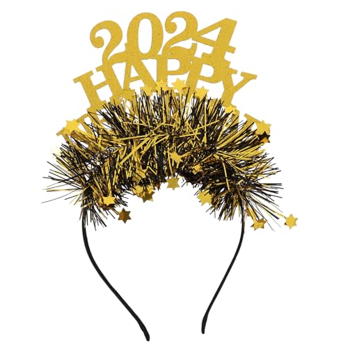 GETAJGHSD 2024 Neues Jahr Stirnband Lametta-haarreifen Stirnbänder Für Damen Glitzerndes Neujahrsstirnband Neujahr Haarband Partyzubehör Für Das Neue Jahr Neujahrs-kopfhörer Filzstoff Golden von GETAJGHSD