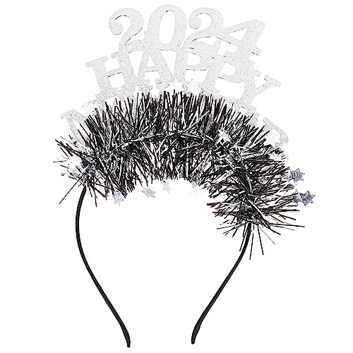 GETAJGHSD 2024 neues jahr stirnband Party Haarbänder für Damen Neujahrsgeschenke haarklips haarklauenclips Haarband Kopfschmuck Haarschmuck für das neue Jahr Latte-Kunst Silver von GETAJGHSD