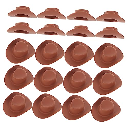 GETAJGHSD 20St Mini-Cowboyhut Kleiner Tierhut Miniaturhüte Haustier-Landhüte Puppe Cowboyhüte Kleiner Hut Spielzeug für Kinder kinderspielzeug Kleiner Miniaturhut Puppenhüte Plastik Brown von GETAJGHSD