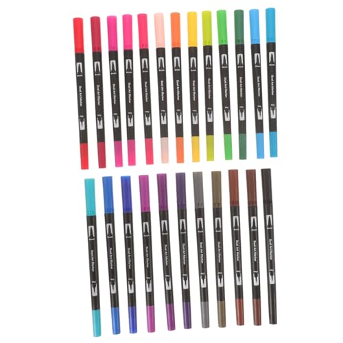 GETAJGHSD 24st Aquarellstift Farbstift Für Kinder Abwaschbare Marker Farbige Gelstifte Kunstbedarf Für Kinder Markierstifte Mit Doppelbürste Pinselstifte Mit Spitzen Textmarker Plastik von GETAJGHSD