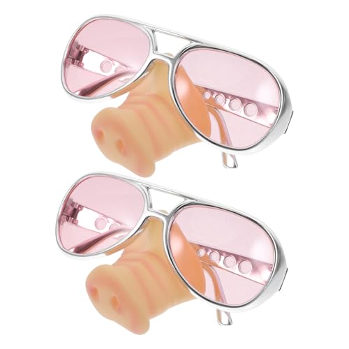 GETAJGHSD 2St Partybrille große Nasenstütze Sonnenbrillen für Überbrillen Sonnenbrille anziehen tierkostüme faschingsbrille spielzeug gläser Brille mit Schweinenase Cosplay-Party-Brille Rosa von GETAJGHSD