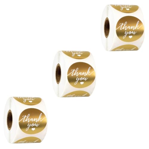 GETAJGHSD 3 Rollen Versiegelungsaufkleber Cookie-Aufkleber Siegel Aufkleber Danke personalisierte sticker personalisierte aufkleber Umschläge Verschlussetiketten Backsiegelaufkleber Golden von GETAJGHSD