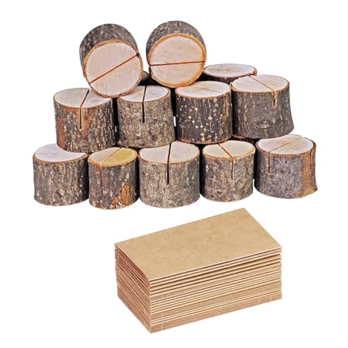 GETAJGHSD 35 Sätze Holzklammer für Tisch hochzeitsdeko hochzeitsdeco geburtstagsdekoration hochzeitdeko baumpfahl Zettelhalter mit Karte Holzrinde Memo Holzklemme für Foto Protokoll von GETAJGHSD