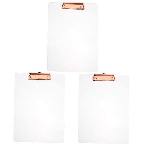 GETAJGHSD 3st Transparenter Ordner Dokumentordner-clips Klemmbretter Schreibtafel Für Schüler A4 Büroklammer Übersichtliches Klemmbrett Papier-klemmbrett Menü-klemmbrett Acryl Rose Gold von GETAJGHSD