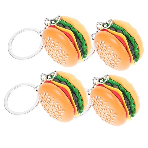 GETAJGHSD 4 Stück Simulation Lebensmittel Anhänger Simulation Lebensmittel Schlüsselanhänger Fast-Food-Schlüsselanhänger lustige schlüsselanhänger dekoanhänger Hamburger-Anhänger Charme PVC von GETAJGHSD