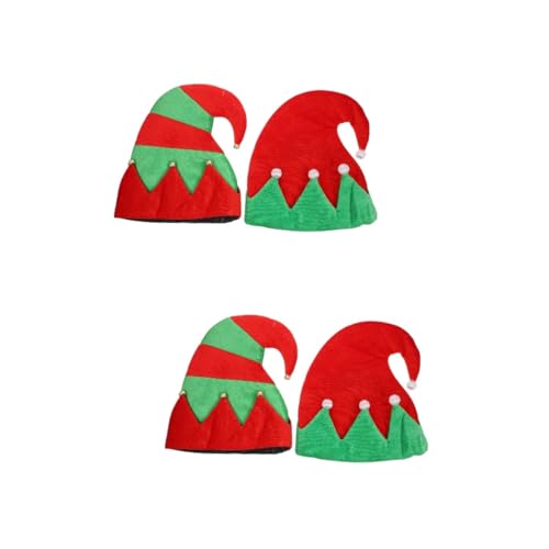 GETAJGHSD 4 Stück Weihnachtselfenmütze Urlaub Plüsch Dekorationen Weihnachten weihnachtsparty accessoires Weihnachts-Elfenhut weihnachtsmützenverzierungen Weihnachtsmützen verkleiden Stoff von GETAJGHSD