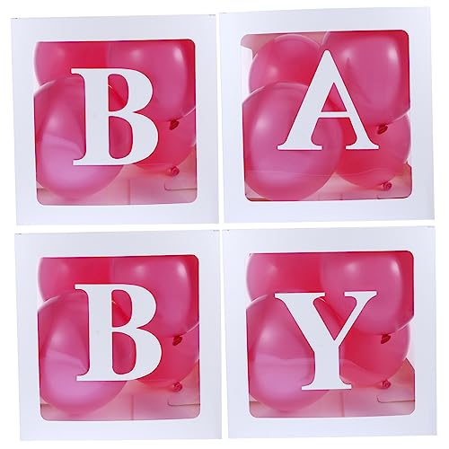 GETAJGHSD 4 Stücke Babyparty Ballon Box Und Ballons Klare Hochzeitstag Blocks von GETAJGHSD