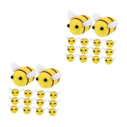 GETAJGHSD 48 Stk Kleine Biene Filzkugeln Zum Basteln Fühlte Tiere Aus Nadelfilz Gefühlte Bienen Spielzeug Bastelbienenplüsch Bienenschimmel Mini Halloween-dekoration Alpakafilz Yellow von GETAJGHSD