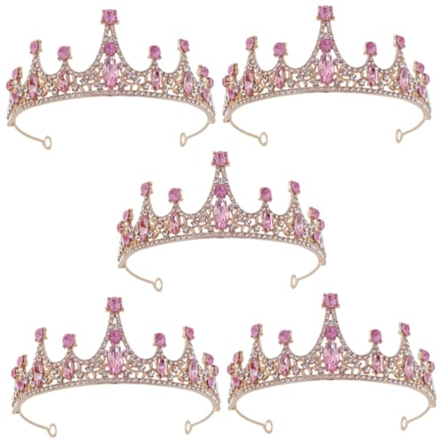 GETAJGHSD 5St Tiara Mädchen-Festzug-Krone mit Strass besetztes Kronen-Stirnband fasching kopfbedeckung fastnacht kopfbedeckung gastgeschenke hochzeit haarreifen damen Kinderkronen Rosa von GETAJGHSD