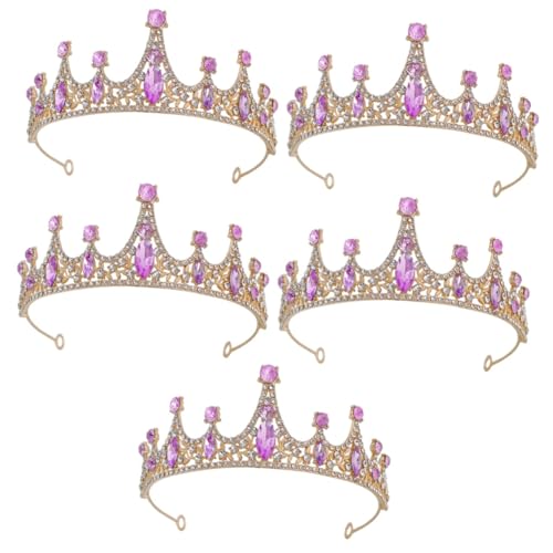 GETAJGHSD 5St Tiara Strass-Kopfschmuck für Mädchen Stirnbänder fasching kopfbedeckung fastnacht kopfbedeckung Haarschmuck für Mädchen mit Strass besetzte Krone Zinklegierung Violett von GETAJGHSD