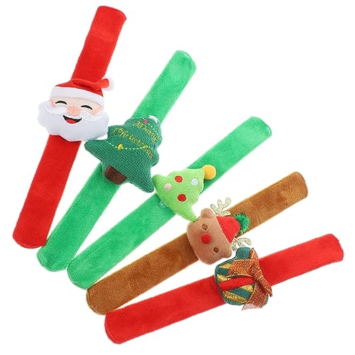 GETAJGHSD 5St Weihnachts-Slap-Armbänder weihnachtliche Schlagarmbänder weihnachtsmotiv weihnachtsmütze weihnachtshüte christmas hats xmas tree Slap-Armband Weihnachten Schlagarmband Plüsch von GETAJGHSD