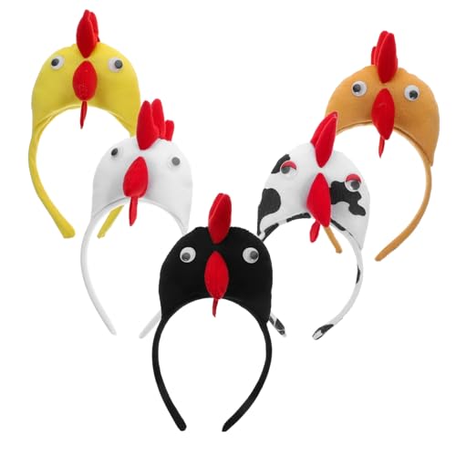 GETAJGHSD 5st Maskerade-kopfschmuck Hühnerdekorationen Hähnchen-cosplay-zubehör Haarschmuck Für Frauen Halloween-stirnband Für Mädchen Cosplay-hühner-requisiten Huhn Für Mädchen Pp Baumwolle von GETAJGHSD