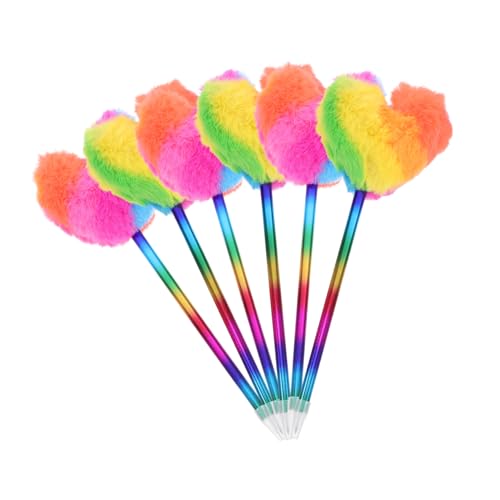 GETAJGHSD 6St Liebe Kugelschreiber unscharfe Stifte Puffstifte süße Stifte Büro Stift Herz Kugelschreiber Flauschiger Schreibstift Pom Pom Stift tragbare Kugelschreiber Pom-Pom-Stift Plüsch von GETAJGHSD