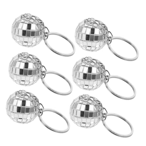 GETAJGHSD 6st Disco-kugel-schlüsselanhänger Mini-disco-kugeln Perlen Partydekorationen Parteien Blitzlicht Kronleuchter Aufkleber Ballonbogen-kit Boot-schlüsselanhänger Silver Zinklegierung von GETAJGHSD