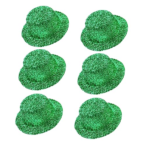 GETAJGHSD 6st Irischer Hahnrei Säuglingsmütze Irische Schicke Mütze Topper Glitzerhut Blinkender Fedora-hut Paddys Day Hut Grüner Hut Babymützen Mini-hut Formelle Mini-hüte Filzhut Green von GETAJGHSD