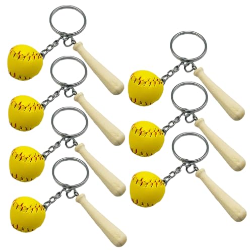 GETAJGHSD Exquisite Baseball-schlüsselanhänger Holzschläger 7-teiliges Schlüsselring-set für Sportthemen von GETAJGHSD