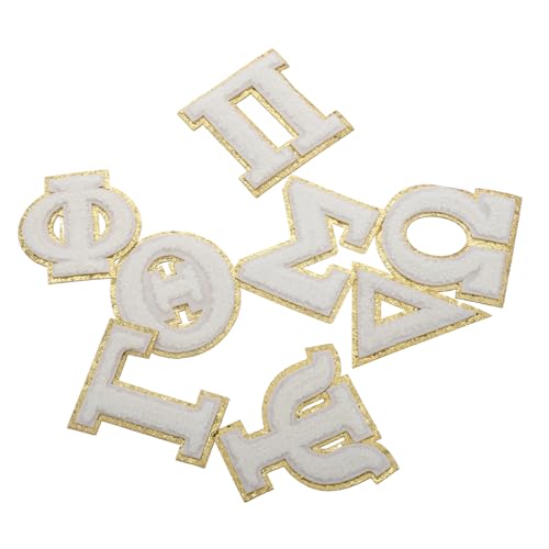 GETAJGHSD 8 Pcs Griechische Alphabet Aufkleber Monteur Plüschabdeckungen Einstellringe Ringe Kit Scharniere Dekorhalter Ständer Verstellbarer Teebeutel Organizer Hauptstütze Anhänger von GETAJGHSD