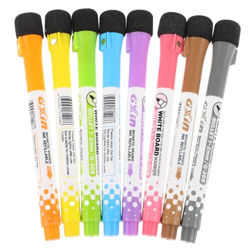 GETAJGHSD 8 Stück Löschbare Magnetstifte Whiteboard Marker Magnetische Whiteboard Marker Trocken Abwischbar Trocken Abwischbare Marker Mit Radiergummi Magnetische Whiteboard Marker von GETAJGHSD