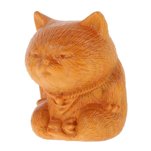 GETAJGHSD Holzschnitzerei Kätzchen Dekoration DIY Holzornamente Schnitzerei Kätzchen Statue Katzenskulptur Katzenfiguren Holzkatze Ornamente Antike Katzenfigur Holzkatzenfigur Holzhandwerk von GETAJGHSD