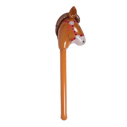 GETAJGHSD Pferdekopfstab Schwebend Cowgirl-stiefelballons Pferdestock Sprengen Tiere in Die Luft Jagen Aufblasbare Tiere Dekorationen Für Pferdepartys Hai-spielzeug Federnd Pvc Light Brown von GETAJGHSD