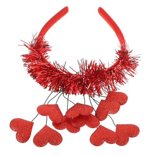 GETAJGHSD Weihnachtskopf Bopper Zarter Kopfschmuck Liebesherz-stirnband Herz Haarbänder Amorherz-stirnband Stirnband Mit Rosenblüten Valentinstag Haarband Kostüm Stirnbänder Filzstoff Rot von GETAJGHSD