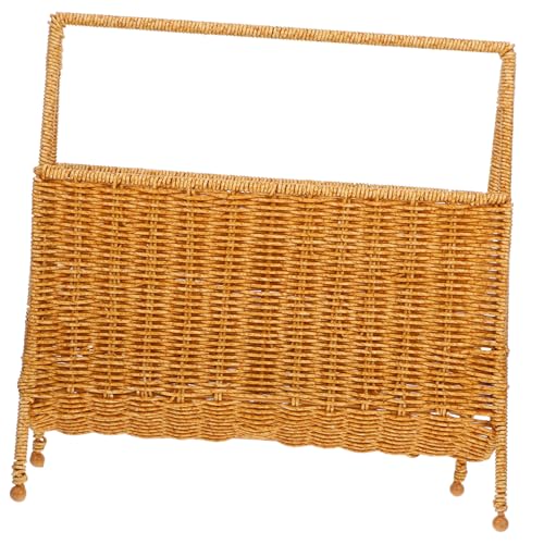 GETAJGHSD Zeitschriftenregal Besteckhalter Rattan-tablett Desktop-magazin-organizer Gewebe Strohhalmhalterung Kleiner Korb Magazinhalterung Windel Angehen Pe-kunststoff-rattan Light Brown von GETAJGHSD