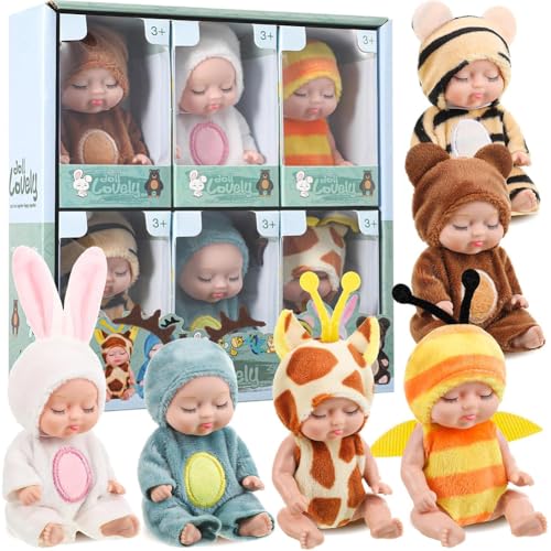 GETBSTOOP Mini-Reborn-Puppen, Mini-Babypuppen, Reborn-Puppenspielzeug, schlafende Wiedergeburtspuppen mit Kleidung, veraschbare lebensechte Neugeborene Babypuppe von GETBSTOOP