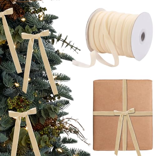 GETBSTOOP Rotes Samtband, 50 Yards, weiches, luxuriöses Samtband zum Verpacken von Geschenken, Weihnachtsband zum Verpacken von Geschenken, Haarschleife, Blumensträuße, Kuchen, Weihnachtsbau von GETBSTOOP