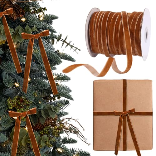 GETBSTOOP Rotes Samtband, 50 Yards, weiches, luxuriöses Samtband zum Verpacken von Geschenken, Weihnachtsband zum Verpacken von Geschenken, Haarschleife, Blumensträuße, Kuchen, Weihnachtsbau von GETBSTOOP