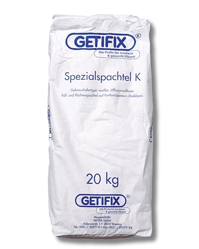 GETIFIX Spezialspachtel K Weiß 20 kg – gebrauchsfertig, Spachtelmasse für Innenbereich, Füll- und Flächenspachtel von GETIFIX