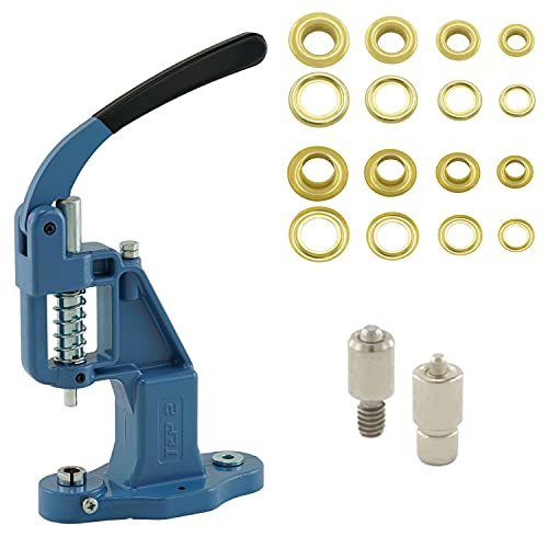 GETMORE Parts Nietpressen-Set bestehend aus Ösenpresse + Ösenwerkzeug + 100 Ösen, Messing, rostfrei - Gold, 4 mm von GETMORE Parts