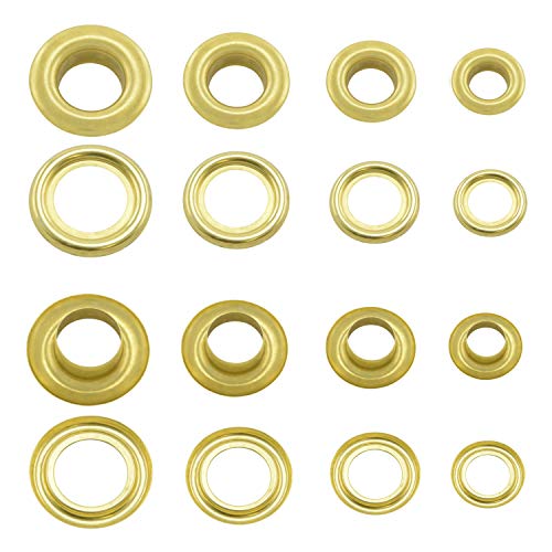 GETMORE Parts Ösen mit Gegenscheiben, Messing-Ösen, Metallöse, Rundöse mit Scheibe, Messing, rostfrei (Gold, 4 mm) von GETMORE Parts