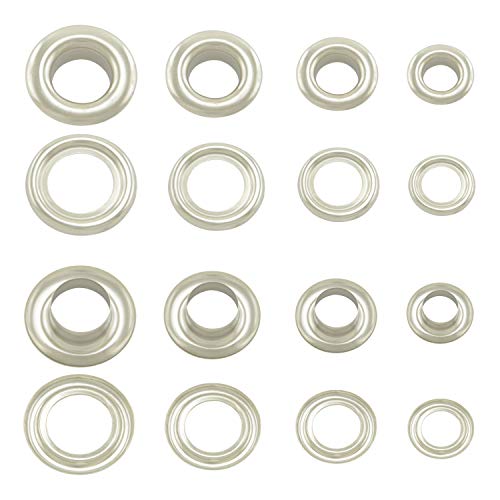 GETMORE Parts Ösen mit Gegenscheiben, Messing-Ösen, Metallöse, Rundöse mit Scheibe, Messing, rostfrei - 50 Stück (12 mm, Silber) von GETMORE Parts