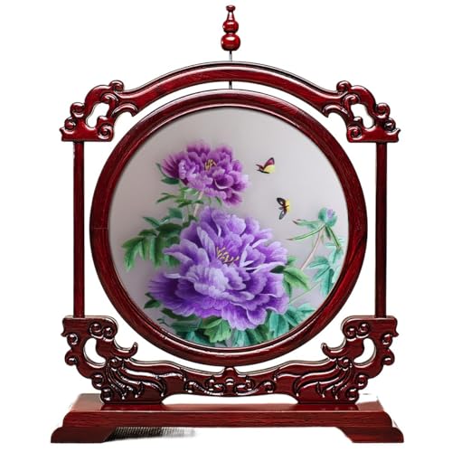 GETSTREE su schmücken, Handgefertigte Suzhou-Stickerei-Ornamente, doppelseitige Stickerei, Kunsthandwerk, Retro-chinesische Desktop-Bürodekoration im chinesischen Stil(Purple) von GETSTREE