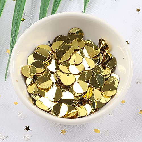 Nähen mit leuchtenden Scheiben, Nähbesatz, 320 Stück DIY lose Pailletten, bunt, Nähen, Hochzeitskleid, Zubehör, Pailletten, Dekoration, DIY-Material (Größe: 0,39 Zoll)(Golden) von GETSTREE