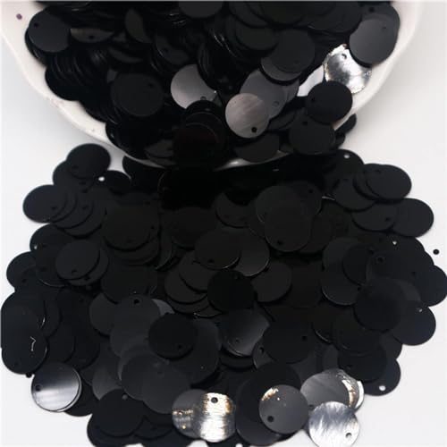 Nähen mit leuchtenden Scheiben, Nähbesatz, große runde Pailletten, PVC, lose Pailletten mit seitlichem Loch, Nähen, Basteln, DIY, Scrapbooking, Anhänger, 50 g (50 g)(Black,0.39in) von GETSTREE