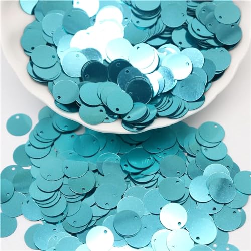 Nähen mit leuchtenden Scheiben, Nähbesatz, große runde Pailletten, PVC, lose Pailletten mit seitlichem Loch, Nähen, Basteln, DIY, Scrapbooking, Anhänger, 50 g (50 g)(Light blue,0.98in) von GETSTREE