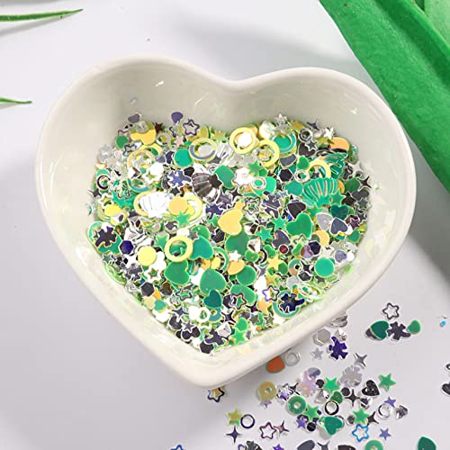 Nähen mit leuchtenden Scheiben, Nähen Trim, 2000PCS Mix Stile Glanz Pailletten Pailletten Nagel Dekor Nagel Verzierungen Spangle Nailart Dekorationen DIY Material(Crystal green) von GETSTREE