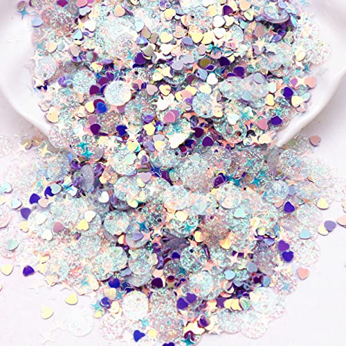 Nähen mit leuchtenden Scheiben, Nähen Trim, Glitter Transparent Pailletten Flache Runde Lose Pailletten Pailletten Nähen Hochzeit Handwerk Nail Art Nachtclub Kleid Zubehör (größe: 30g)(Purple) von GETSTREE