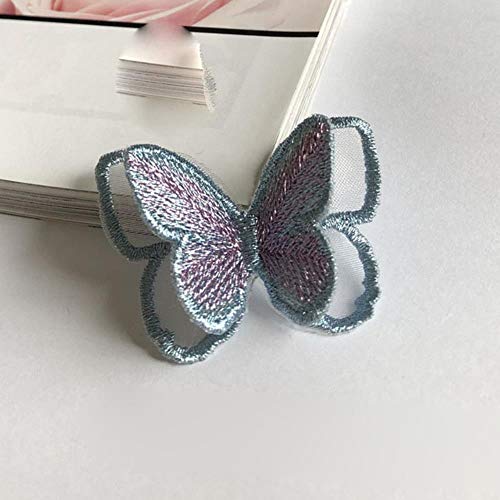 Stick Patches, Nähen auf Patches, Organza 3D Schmetterling Aufnäher Patches Spitze Stoff Ausschnitt Kragen Mesh Stickerei DIY Dekoration Braut Haar Spitze Patch Blume(Blue) von GETSTREE