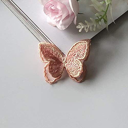 Stick Patches, Nähen auf Patches, Organza 3D Schmetterling Aufnäher Patches Spitze Stoff Ausschnitt Kragen Mesh Stickerei DIY Dekoration Braut Haar Spitze Patch Blume(Orange) von GETSTREE