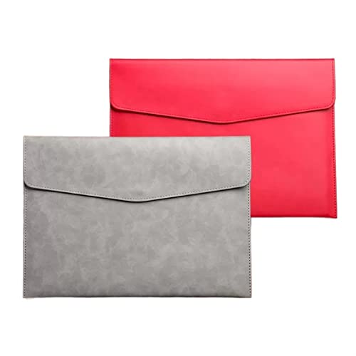 Taschen, Ordner, Aktentasche, 2-teiliges Set, Leder-Aktentasche, A4-Papier-Aktentasche, Snap-Vertragsnotiz-Organizer, Multifunktionsordner(Red gray) von GETSTREE